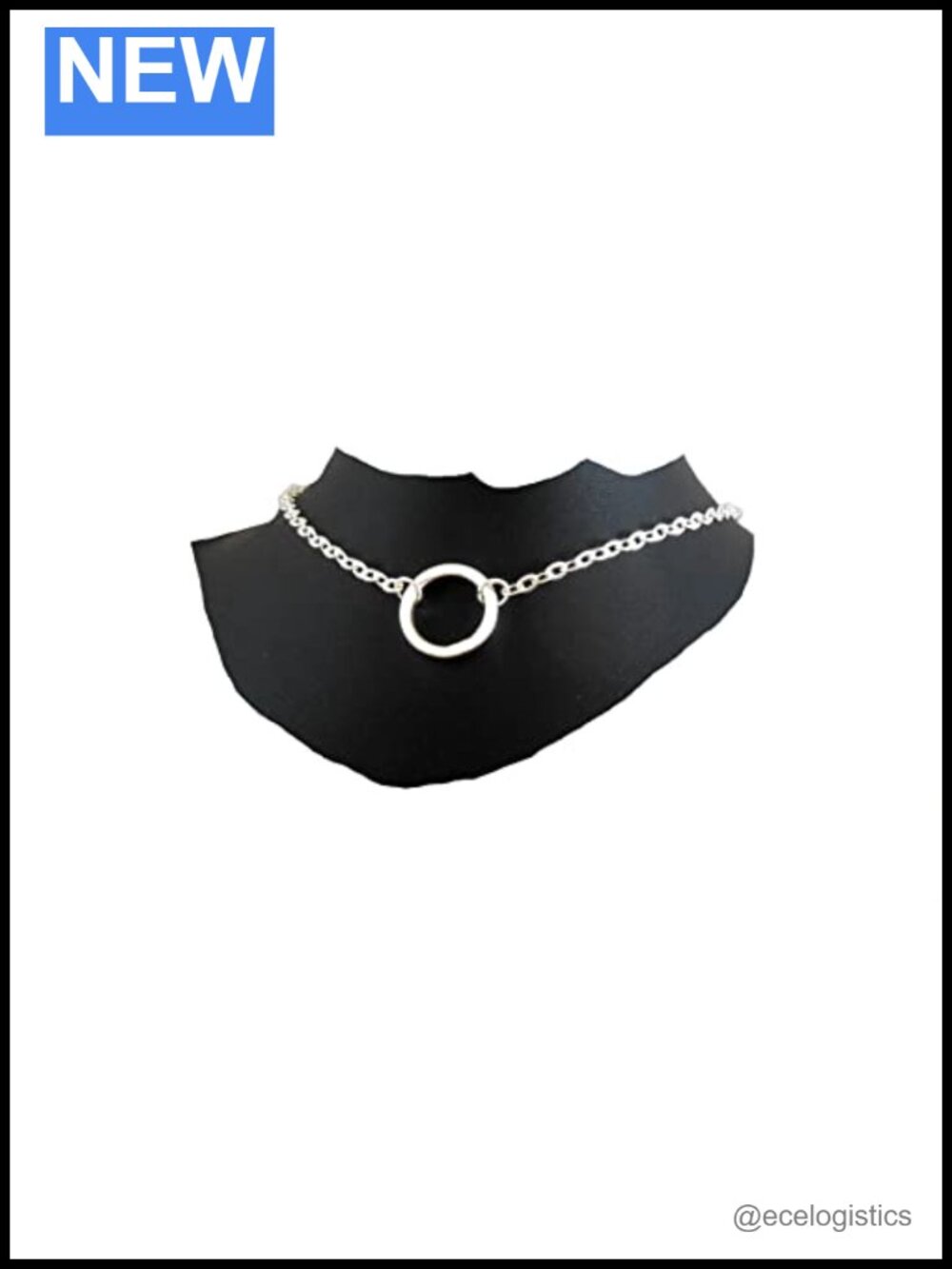 Silver Plated Link Chain O-Ring Choker Necklace Unisex 18 Inch Day Collar